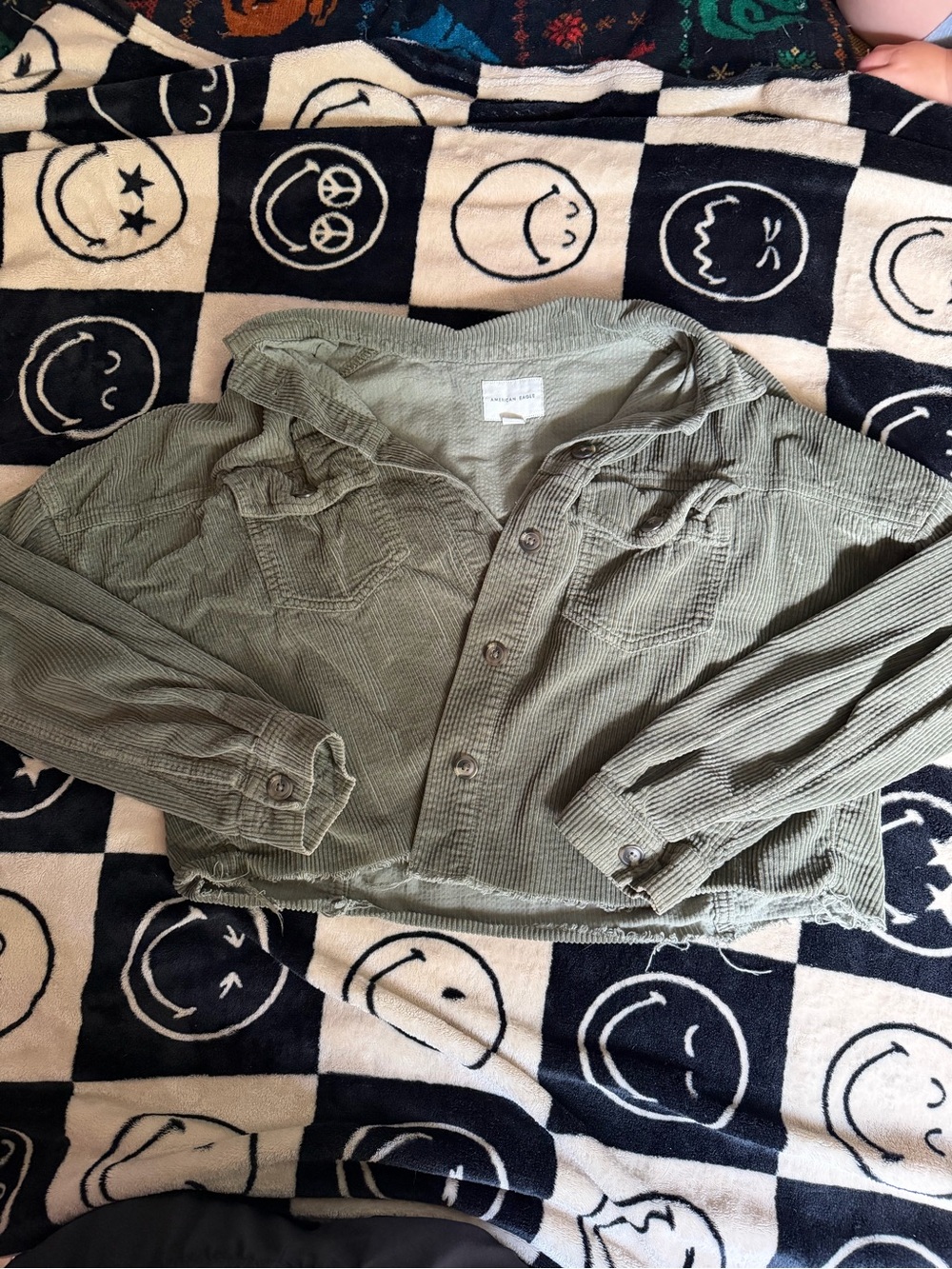 American Eagle Outfitters Olive Green Corduroy Button-Down Jacket